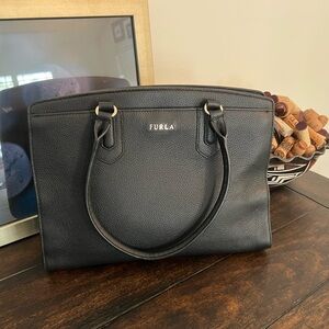 Furla Black Pebble Leather Tote Bag